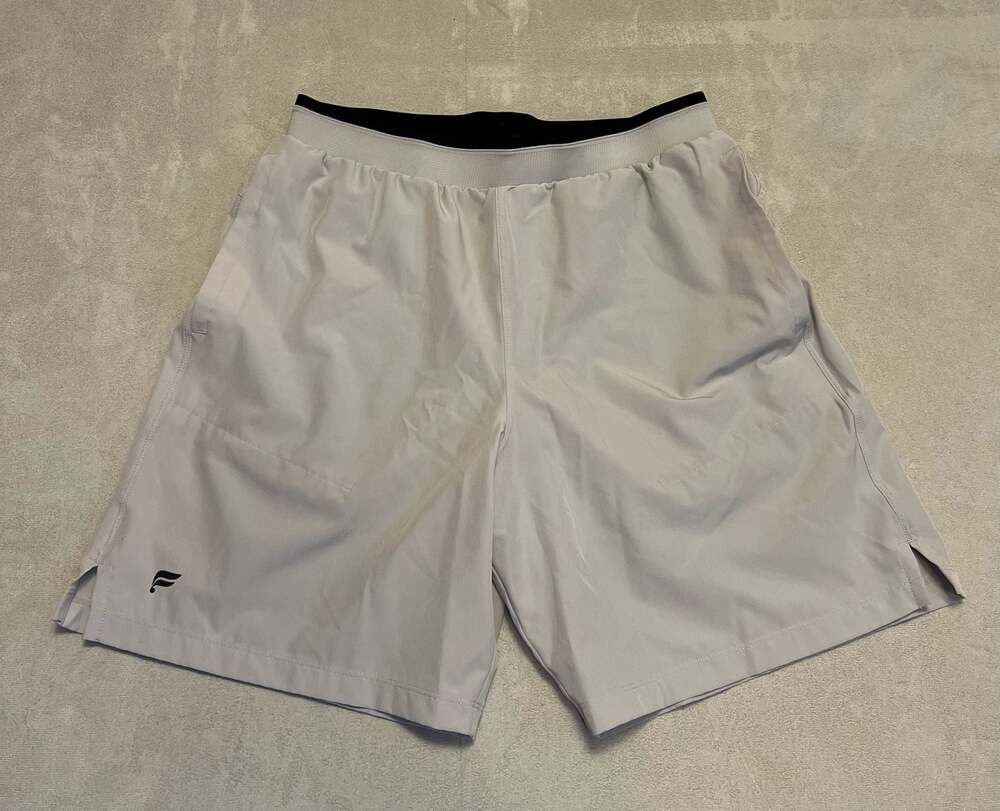 Fabletics Men's The Fundamental Short II Grey Athletic Logo Training Shorts